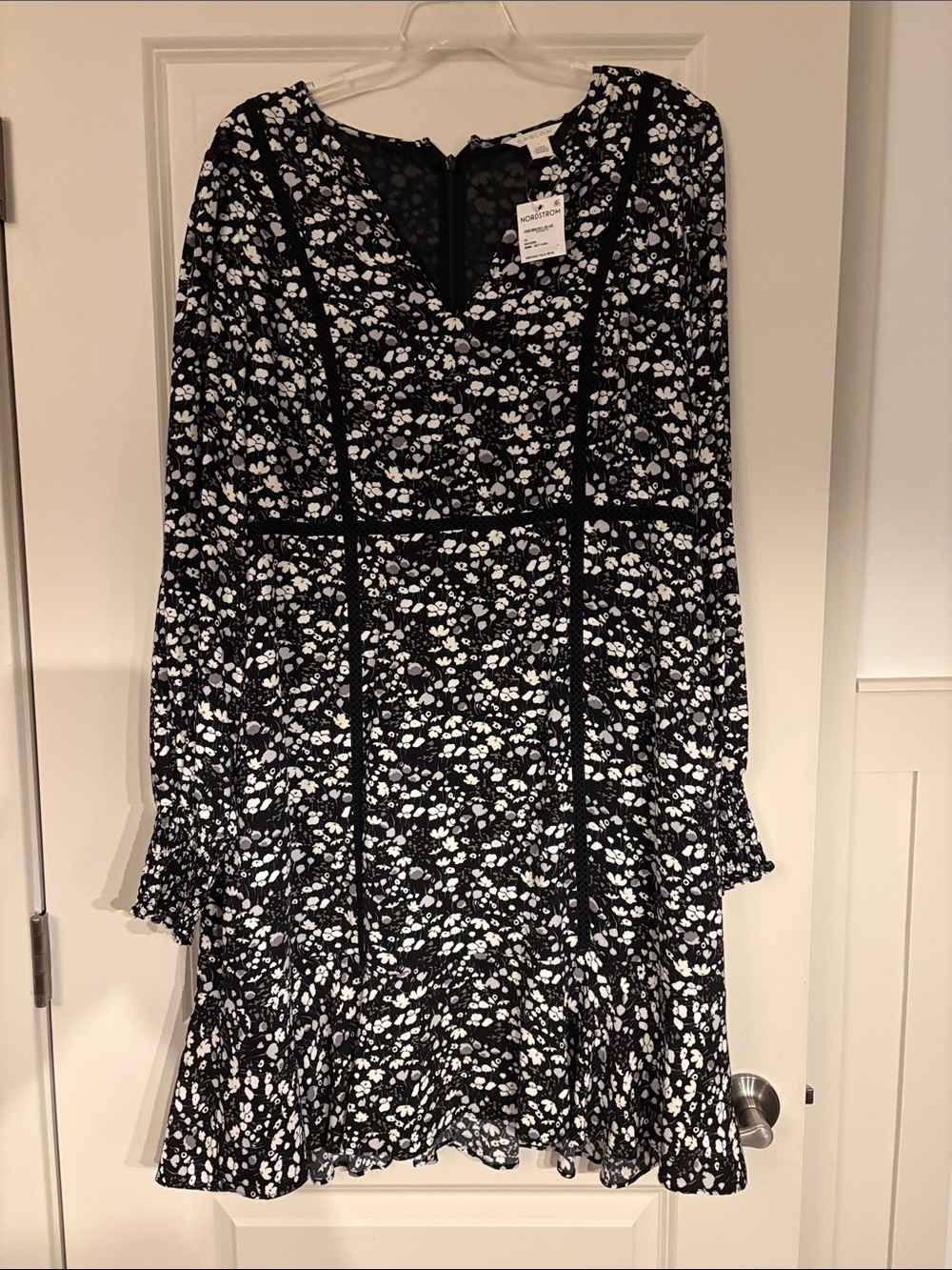Caslon Black and White Floral Midi Dress